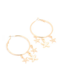 Gold Starfish Charm Hoop Earrings - link has visual effect only