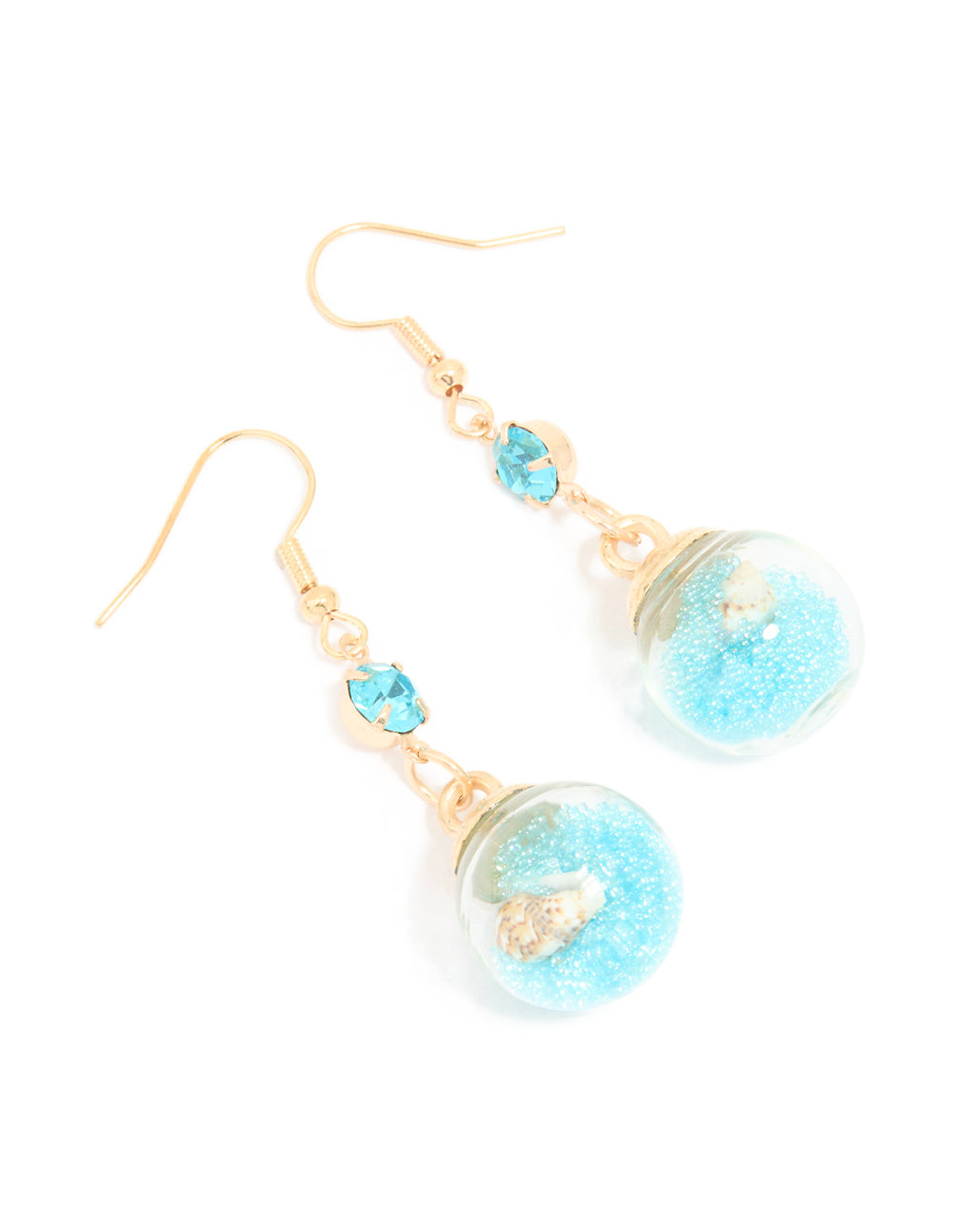 Gold Shell Diamante Shaker Drop Earrings