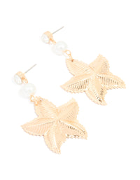Gold Diamante Pearl Starfish Drop Earrings - link has visual effect only