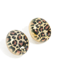 Gold Leopard Print Bubble Stud Earrings - link has visual effect only