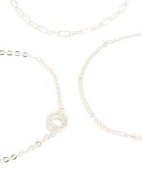 Silver Diamante Circle & Chain Bracelets 3-Pack - link has visual effect only