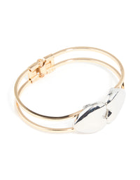 Mixed Metal Heart Hinged Bangle - link has visual effect only