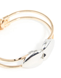 Mixed Metal Heart Hinged Bangle - link has visual effect only