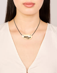 Gold Pebble Cord Medium Pendant Necklace - link has visual effect only