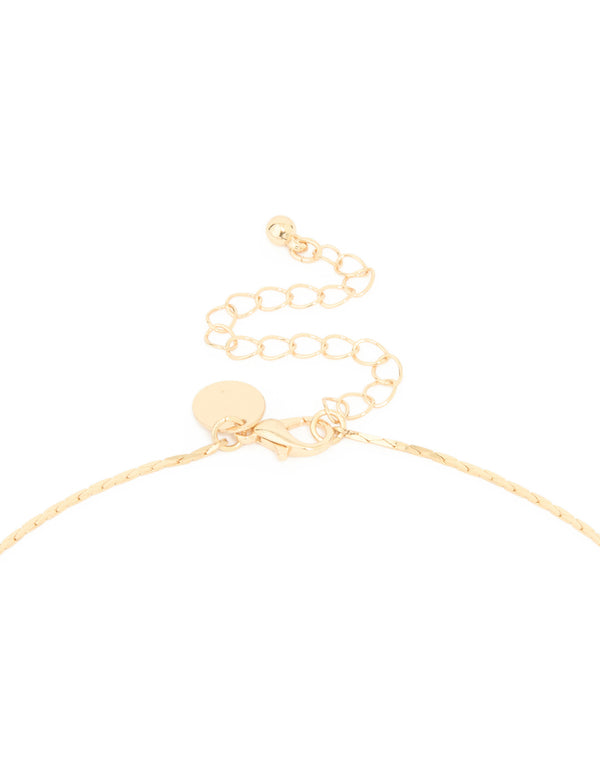 Gold Diamante Marquise Snake Y-Necklace