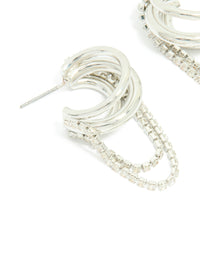 Silver Diamante Cup Chain Multi Hoop Earrings - link has visual effect only