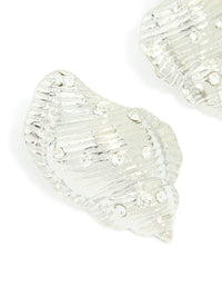 Silver Diamante Seashell Earrings - link has visual effect only