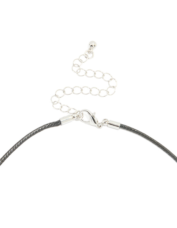 Silver Pebble Cord Medium Pendant Necklace