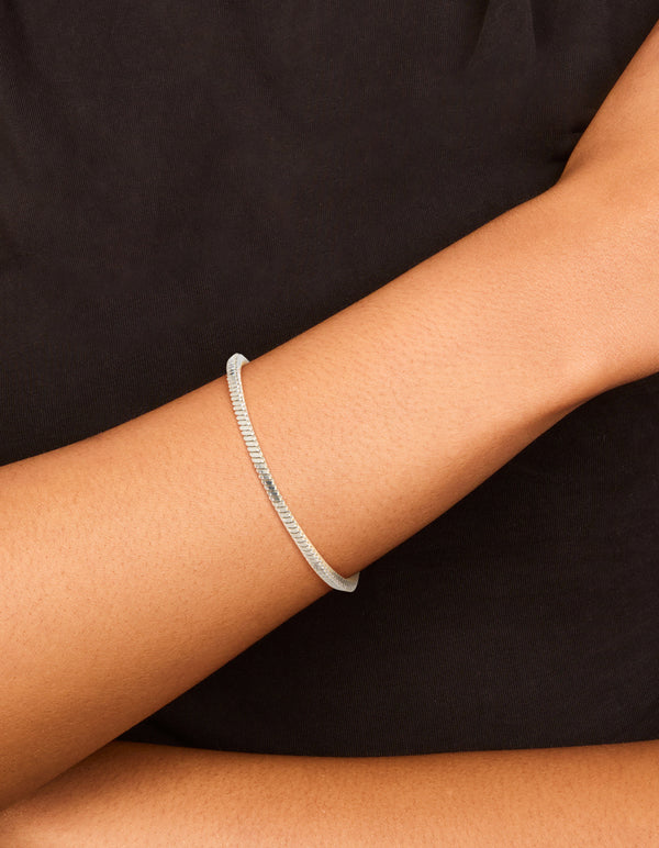 Silver Snake Zipper Toggle Bracelet