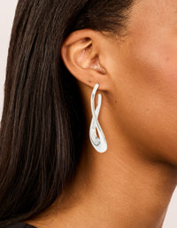 Silver Medium 3D Abstract Round Stud Earrings - link has visual effect only