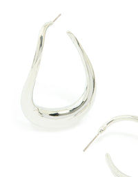 Silver Medium 3D Abstract Round Stud Earrings - link has visual effect only