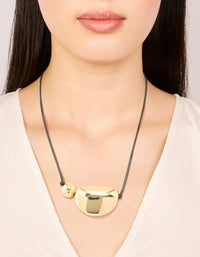 Gold Plated Large Pebble Cord Necklace - link has visual effect only
