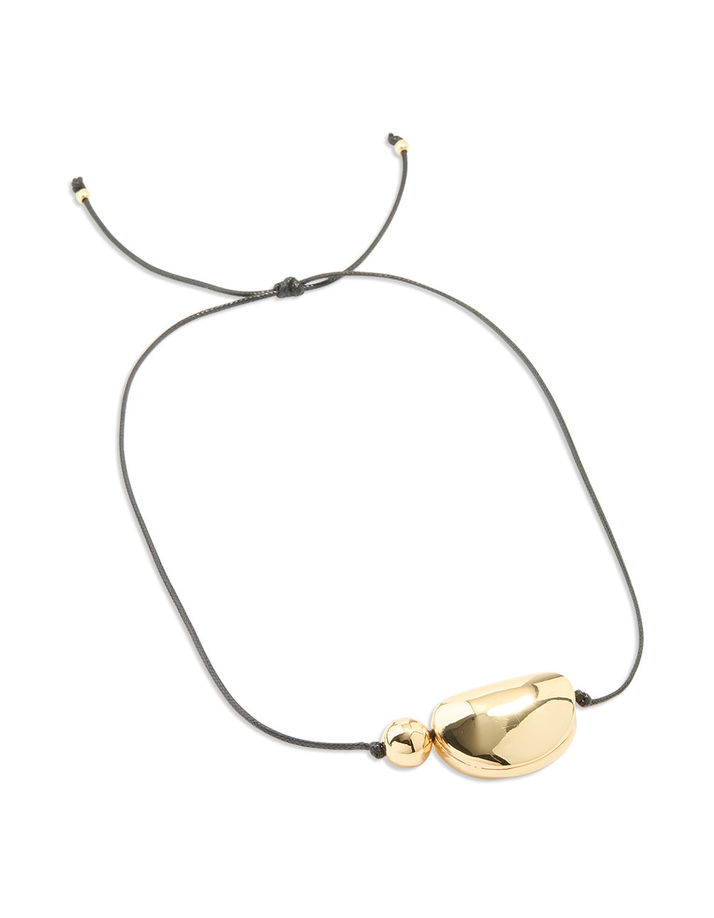 Gold Plated Large Pebble Cord Necklace