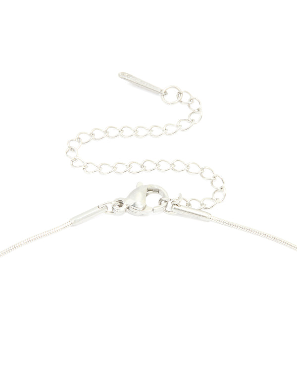 Silver Plated  Large Pebble Pendant Necklace