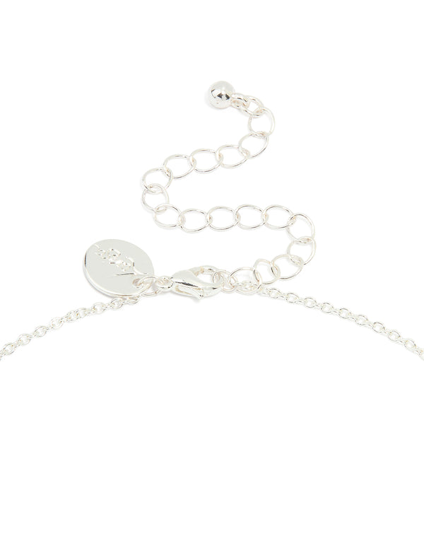 Silver Plated Cubic Zirconia Small Pebble Pendant Necklace
