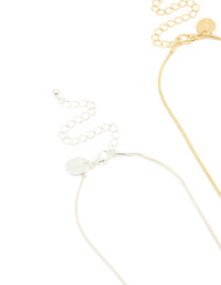 Mixed Metal Pebble Pendant Necklaces 2-Pack - link has visual effect only