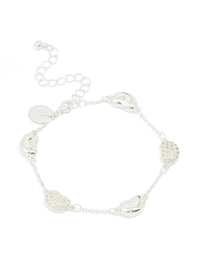 Silver Plated Brass  Cubic Zirconia Pebble Charm Bracelet - link has visual effect only