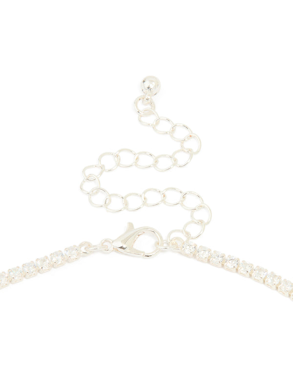 Silver Cubic Zirconia Tennis Necklace, Bracelet & Earrings Set