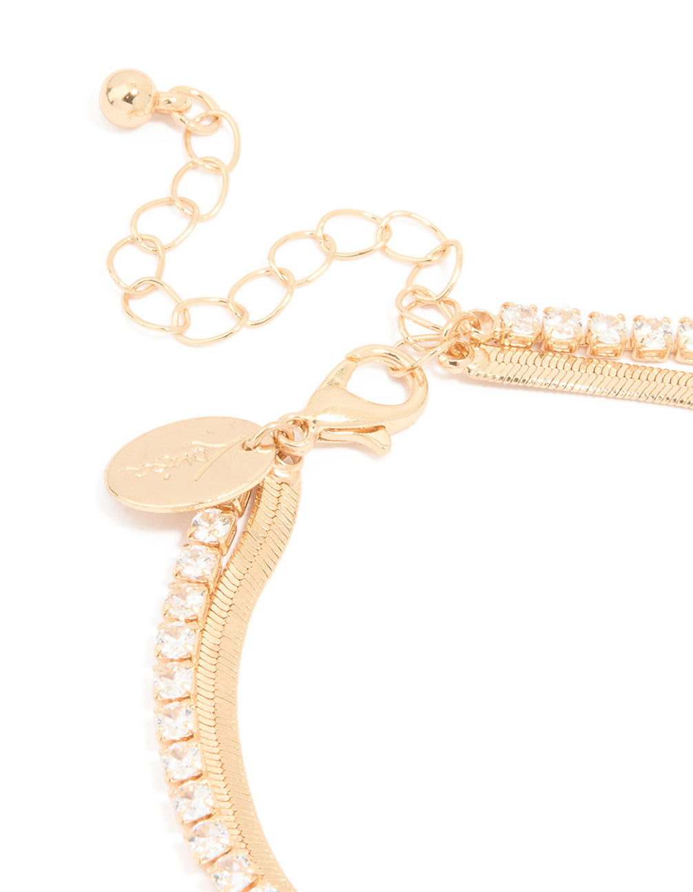 Gold Cubic Zirconia Snake Chain Layered Bracelet