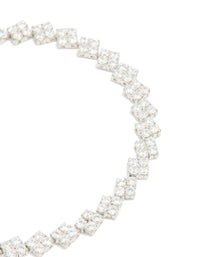 Silver Cubic Zirconia Rectangular Tennis Bracelet - link has visual effect only