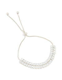 Silver Cubic Zirconia Rectangle Toggle Bracelet - link has visual effect only