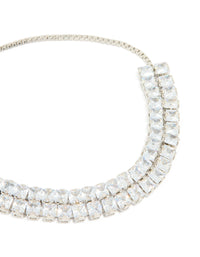 Silver Cubic Zirconia Rectangle Toggle Bracelet - link has visual effect only