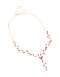 Gold Red Cubic Zirconia Vine Y-Necklace - link has visual effect only