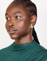 Gold Plated Acrylic Flower Graduating Huggie Earrings - link has visual effect only