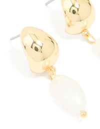 Gold Plated Freshwater Pearl Drop Hoop Earrings - link has visual effect only
