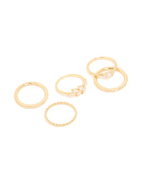 Gold Plated Cubic Zirconia Vine Mixed Rings 5-Pack - link has visual effect only