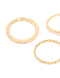 Gold Plated Cubic Zirconia Vine Mixed Rings 5-Pack - link has visual effect only