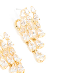 Gold Plated Cubic Zirconia Teardrop Triple Drop Earrings - link has visual effect only