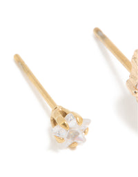 Gold Plated Surgical Steel Cubic Zirconia Teardrop & Triangle Stud Earrings Stack 3-Pack - link has visual effect only