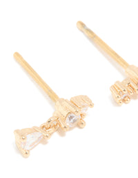 Gold Plated Surgical Steel Cubic Zirconia Drop Stacker Earrings 3-Pack - link has visual effect only