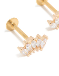 Gold Plated Surgical Steel Cubic Zirconia Marquise Fan Flat Back Studs - link has visual effect only