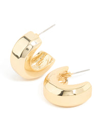 Gold Plated Square Chubby Hoop Earrings - link has visual effect only
