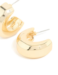 Gold Plated Square Chubby Hoop Earrings - link has visual effect only
