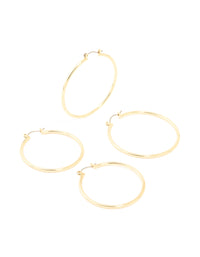 Gold Plated Large Thin Hoop Earrings 2-Pack - link has visual effect only