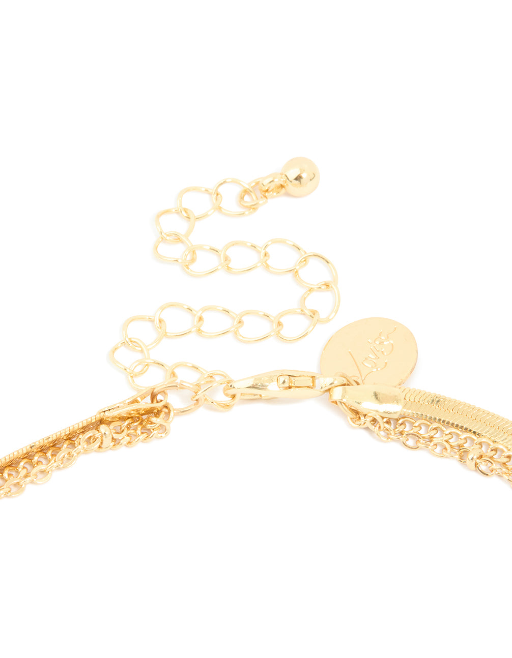Gold Plated Chain & Hammered Circle Layered Necklace