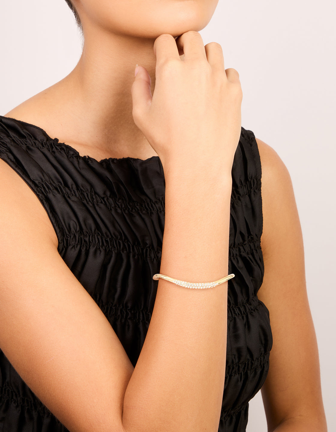 Gold Plated Diamante Wavy Bangle