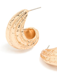 Gold Textured Open Hoop Earrings - link has visual effect only