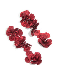 Burgundy Coated Metal Triple Flower Drop Earrings - link has visual effect only