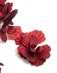 Burgundy Coated Metal Triple Flower Drop Earrings - link has visual effect only