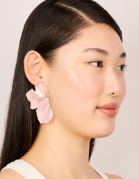 Gold Pink Enamel Organic Flower Stud Earrings - link has visual effect only