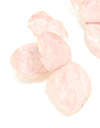 Gold Pink Enamel Organic Flower Stud Earrings - link has visual effect only