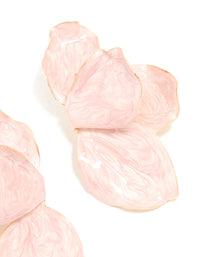 Gold Pink Enamel Organic Flower Stud Earrings - link has visual effect only