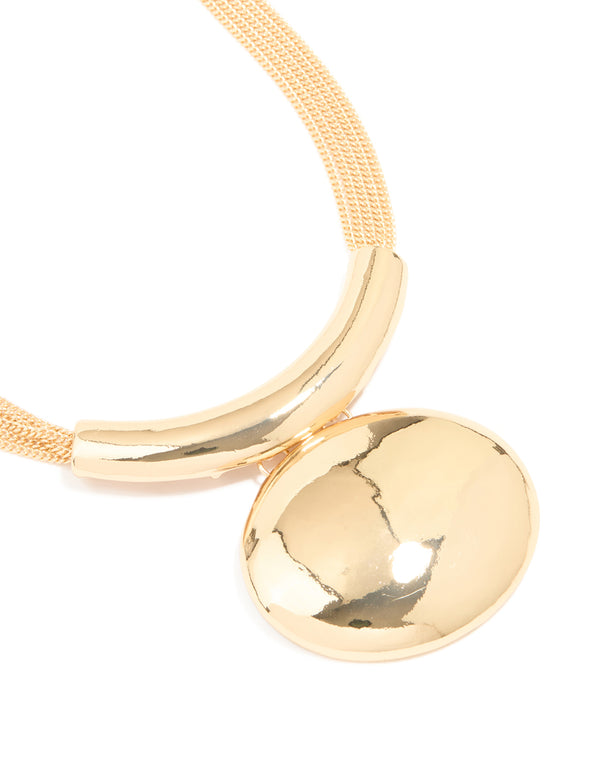 Gold Statement Circle Pendant Necklace