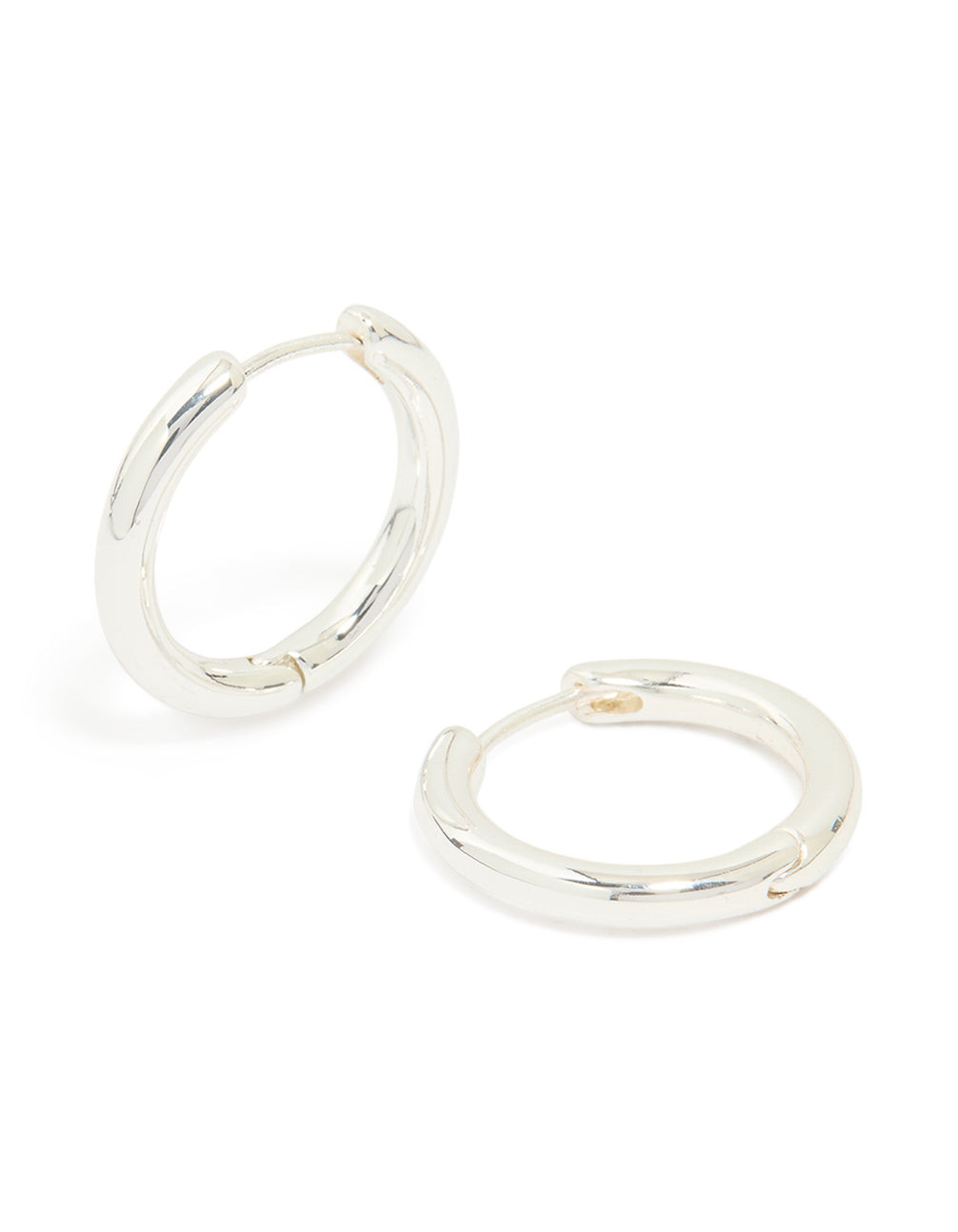 Silver Plated Medium Thick Hoop Earrings