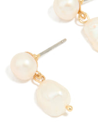 Gold Plated Freshwater Pearl Drop Earrings - link has visual effect only