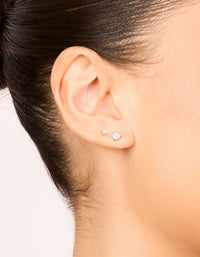 Gold Plated Cubic Zirconia Round Stud Earrings Set - link has visual effect only